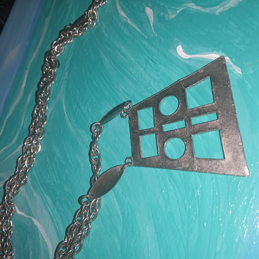 Geometric Silver Necklace - image 3